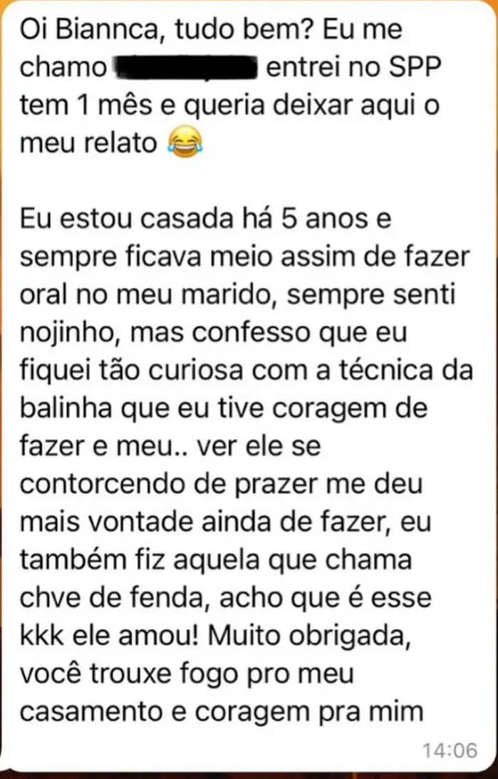 Depoimento de aluna